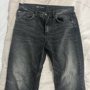 Zara Black Wash Wide Leg Jeans